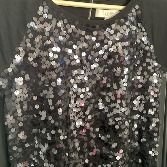 LOFT black sequin (front) short sleeve tee - Picture 2 of 6